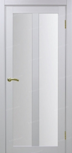 Дверь межкомнатная Эко Шпон, Optima Porte ТУРИН 521.22 хром, белый лёд
