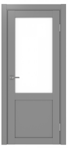Дверь межкомнатная Эко Шпон, Optima 502.21 Серый, лакобель белый