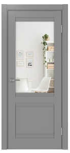 Дверь межкомнатная Эко Шпон, Optima Porte 502U.21 Серый, зеркало