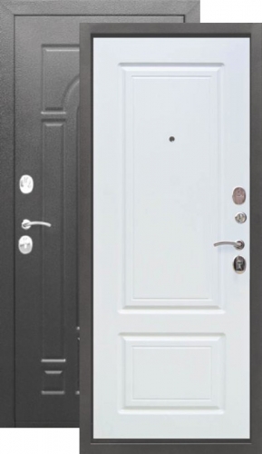 Входная дверь 7,5 см ГАРДА Серебро (Классика) Белый ясень