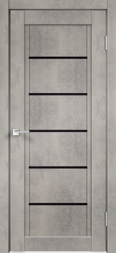Дверь межкомнатная VELL DORIS, ПВХ, NEXT 1 Муар светло-серый Лакобель черное