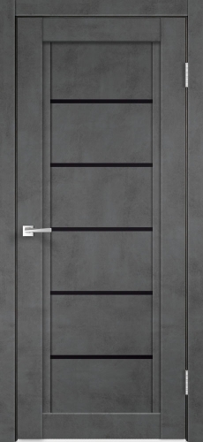 Дверь межкомнатная VELL DORIS, ПВХ, NEXT 1 Муар темно-серый Лакобель черное