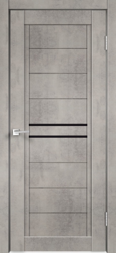 Дверь межкомнатная VELL DORIS, ПВХ, NEXT 2 Муар светло-серый Лакобель черное
