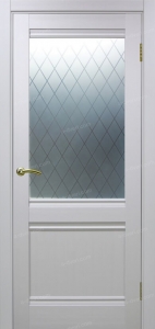 Дверь межкомнатная Эко Шпон, Optima Porte ТУРИН 502U кристалл, белый лёд