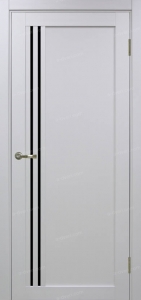 Дверь межкомнатная Эко Шпон, Optima Porte ТУРИН 555 чёрное стекло, белый лёд