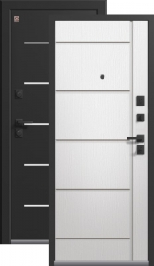Дверь входная Центурион LUX - 2  Черный муар - Софт ясень белый