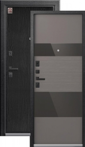 Дверь входная Центурион LUX - 8 Серый муар+распил графит - софт грей+темное стекло