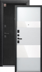 Дверь входная Центурион LUX - 8 Серый муар+распил графит - софт белый+светлое стекло