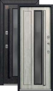 Дверь входная Центурион Термо Premium 5 Чёрный муар+Чёрный скол дуба - Полярный дуб