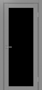 Дверь межкомнатная Эко Шпон, Optima Porte 501.2 Серый, лакобель черный