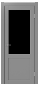 Дверь межкомнатная Эко Шпон, Optima 502.21 Серый, лакобель черный