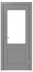 Дверь межкомнатная Эко Шпон, Optima 502U.21 Серый, лакобель белый