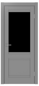 Дверь межкомнатная Эко Шпон, Optima 502U.21 Серый, лакобель черный