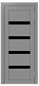 Дверь межкомнатная Эко Шпон, Optima 505 АПС Серый, лакобель черный