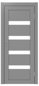 Дверь межкомнатная Эко Шпон, Optima 505 Серый, лакобель белый
