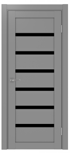 Дверь межкомнатная Эко Шпон, Optima 507 Серый, лакобель черный