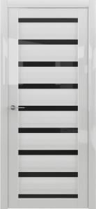 Дверь межкомнатная Albero Мегаполис GL Сидней GL Белый глянец Стекло черное