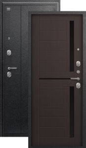 Дверь входная Центурион A-01 (2026) черный сатин — лиственница тёмная