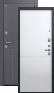 Дверь входная Центурион A-11 (2026) чёрный муар+кашемир графит — кашемир белый