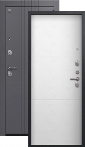 Дверь входная Центурион A-12 (2026) черный муар + кашемир графит — софт ясень белый