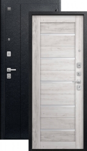 Дверь входная Центурион V-05 (2026) чёрный муар — дуб пепельный 