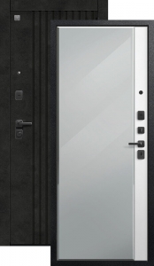 Дверь входная Центурион V-15/1 (2026) черный муар+бетон темный — cофт ясень белый