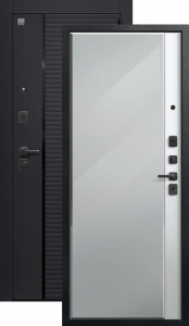 Дверь входная Центурион V-14/1 (2026) черный муар+черный кварц — кашемир белый