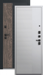 Дверь входная Центурион C-112 (2026) черный муар + орех мокко + черный кварц — кашемир белый