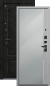 Дверь входная Центурион C-114 (2026) черный муар+бетон темный — кашемир графит