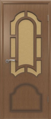Дверь шпонированная КРИСТАЛ(худ.стекло) цвет орех владимирская фабрика дверей