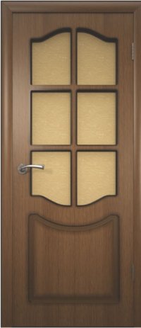Дверь шпонированная КЛАССИКА(худ.стекло)цвет орех владимирская фабрика дверей