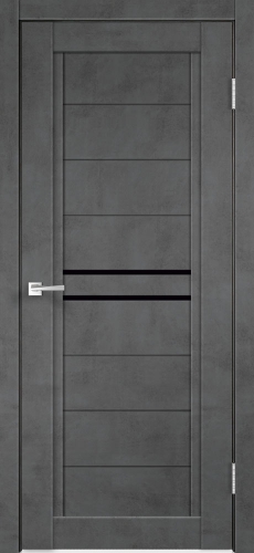 Дверь межкомнатная VELL DORIS, ПВХ, NEXT 2 Муар темно-серый Лакобель черное