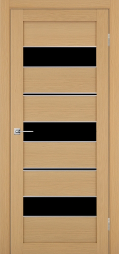 Дверь межкомнатная Эко Шпон, Optima Porte ТУРИН 526 АПП max, хром, чёрное стекло, ясень тёмный