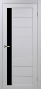 Дверь межкомнатная Эко Шпон, Optima Porte ТУРИН 554 АПП чёрное стекло, матовый, хром, белый лёд