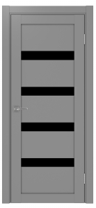 Дверь межкомнатная Эко Шпон, Optima 505 Серый, лакобель черный
