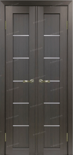 Дверь межкомнатная Эко Шпон, Optima Porte Турин 501.1 АСС хром  40+40 венге