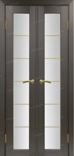 Дверь межкомнатная Эко Шпон, Optima Porte Турин 501.2 АСС  40+40 венге