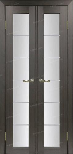 Дверь межкомнатная Эко Шпон, Optima Porte Турин 501.2 АСС хром  40+40 венге