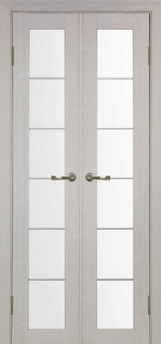 Дверь межкомнатная Эко Шпон, Optima Porte Турин 501.2 АСС хром 40+40 дуб белёный